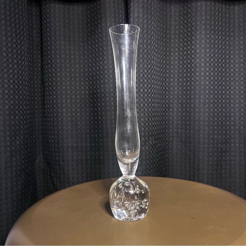 Vintage Clear Glass Bubble Bud Vase